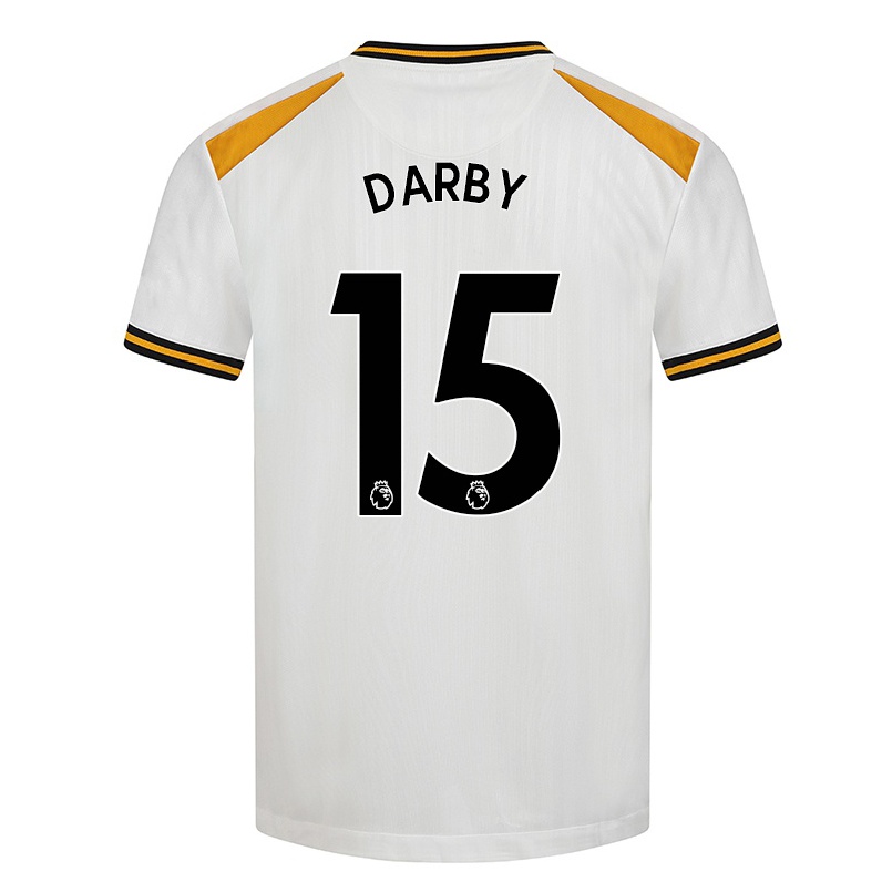 Kinder Fußball Kelly Darby #15 Weiß Gelb Ausweichtrikot Trikot 2021/22 T-shirt