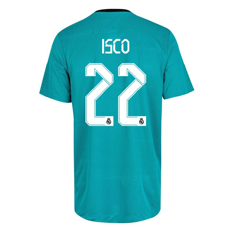 Kinder Fußball Isco #22 Hellgrun Ausweichtrikot Trikot 2021/22 T-shirt