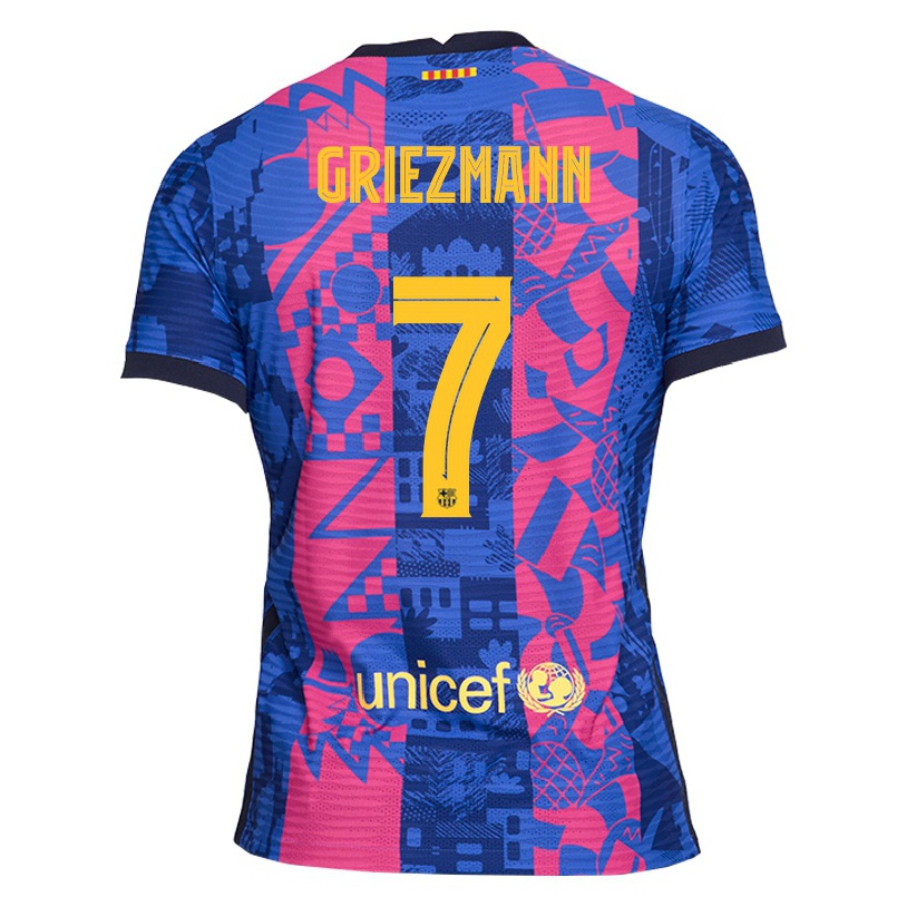 Kinder Fußball Antoine Griezmann #7 Blaue Rose Ausweichtrikot Trikot 2021/22 T-shirt