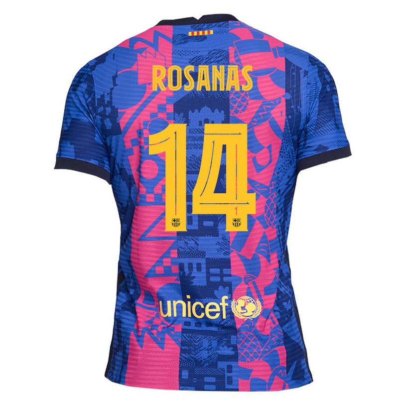 Kinder Fußball Sergi Rosanas #14 Blaue Rose Ausweichtrikot Trikot 2021/22 T-shirt