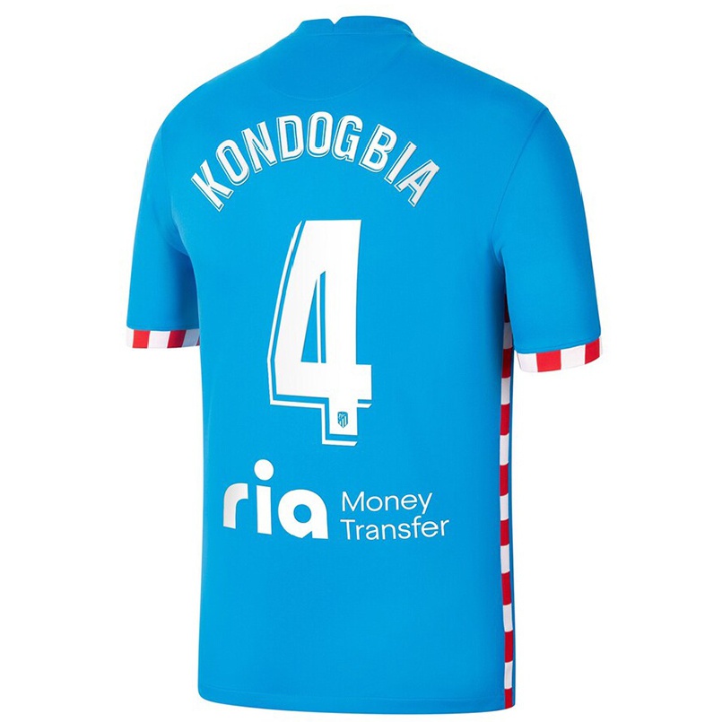 Kinder Fußball Geoffrey Kondogbia #4 Blau Ausweichtrikot Trikot 2021/22 T-shirt