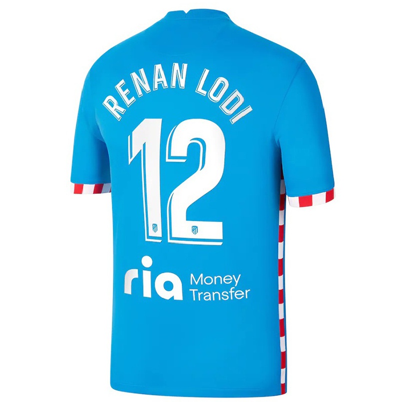 Kinder Fußball Renan Lodi #12 Blau Ausweichtrikot Trikot 2021/22 T-shirt