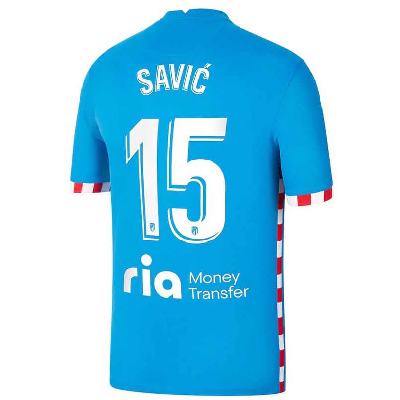Kinder Fußball Stefan Savic #15 Blau Ausweichtrikot Trikot 2021/22 T-Shirt