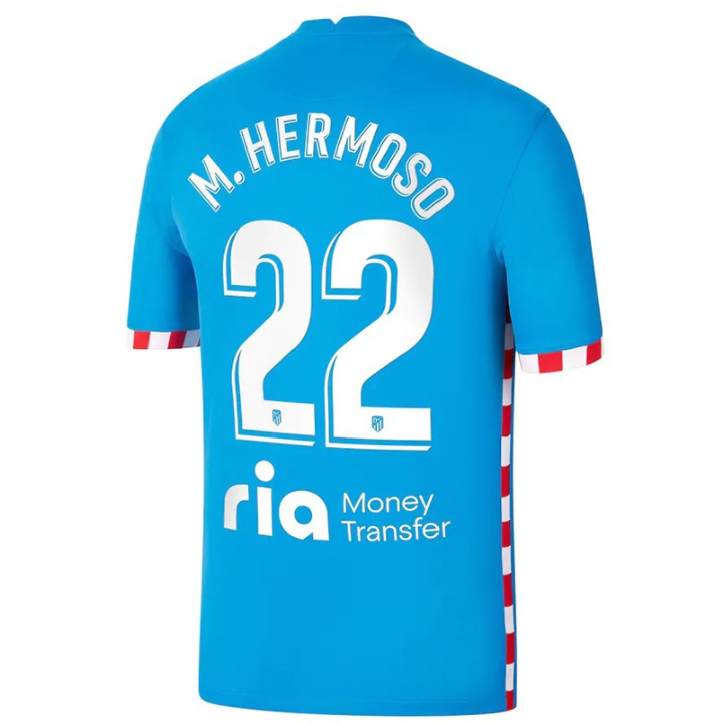 Kinder Fußball Mario Hermoso #22 Blau Ausweichtrikot Trikot 2021/22 T-shirt