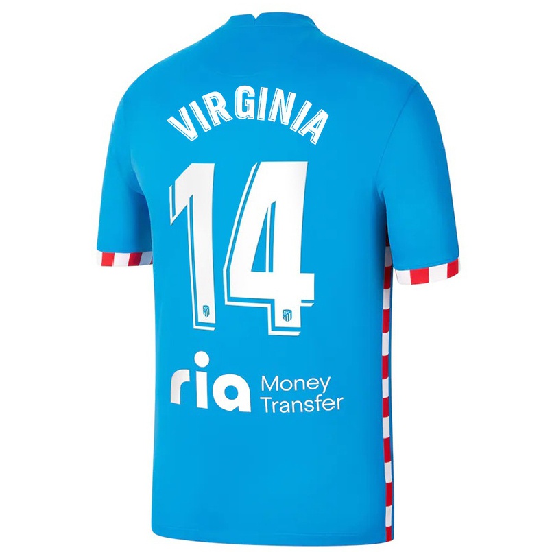 Kinder Fußball Virginia Torrecilla #14 Blau Ausweichtrikot Trikot 2021/22 T-shirt