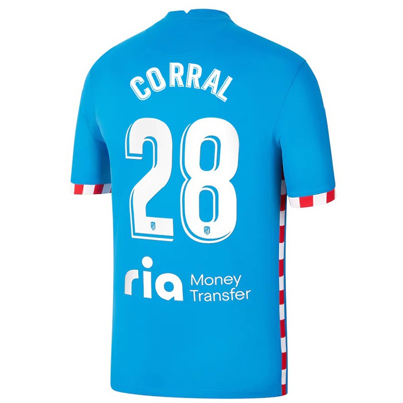 Kinder Fußball Adrian Corral #28 Blau Ausweichtrikot Trikot 2021/22 T-shirt