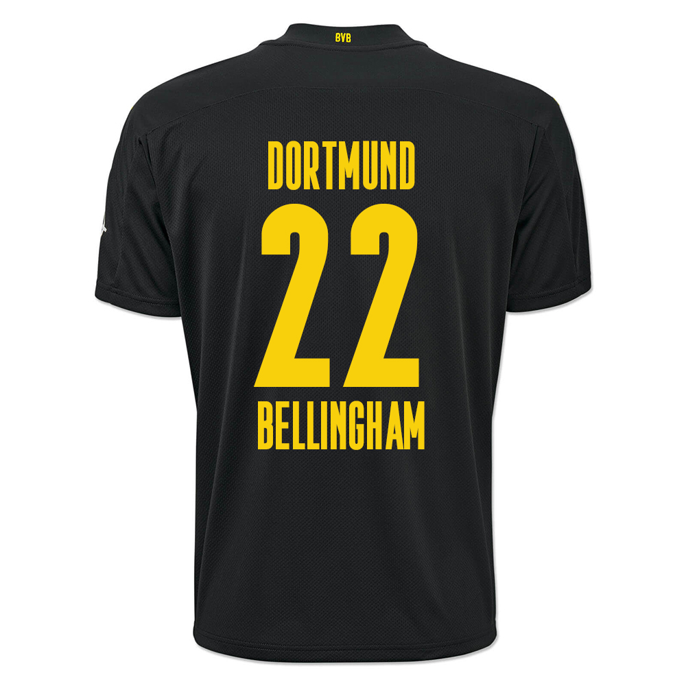 Kinder Fußball Jude Bellingham #22 Auswärtstrikot Schwarz Trikot 2020/21 Hemd