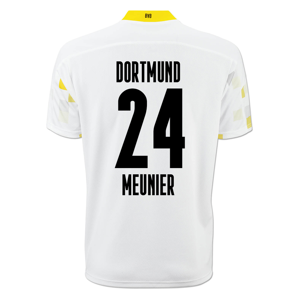 Kinder Fußball Thomas Meunier #24 Ausweichtrikot Weiß Gelb Trikot 2020/21 Hemd