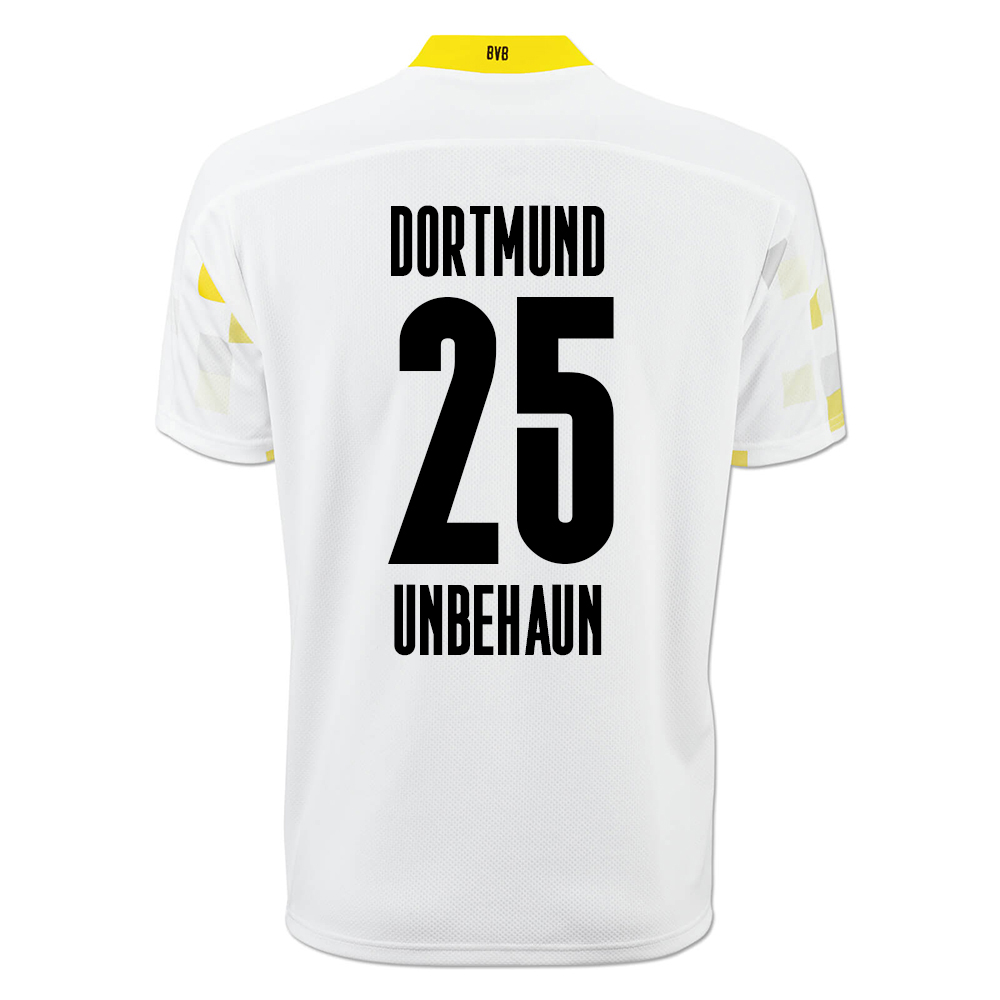 Kinder Fußball Luca Unbehaun #25 Ausweichtrikot Weiß Gelb Trikot 2020/21 Hemd