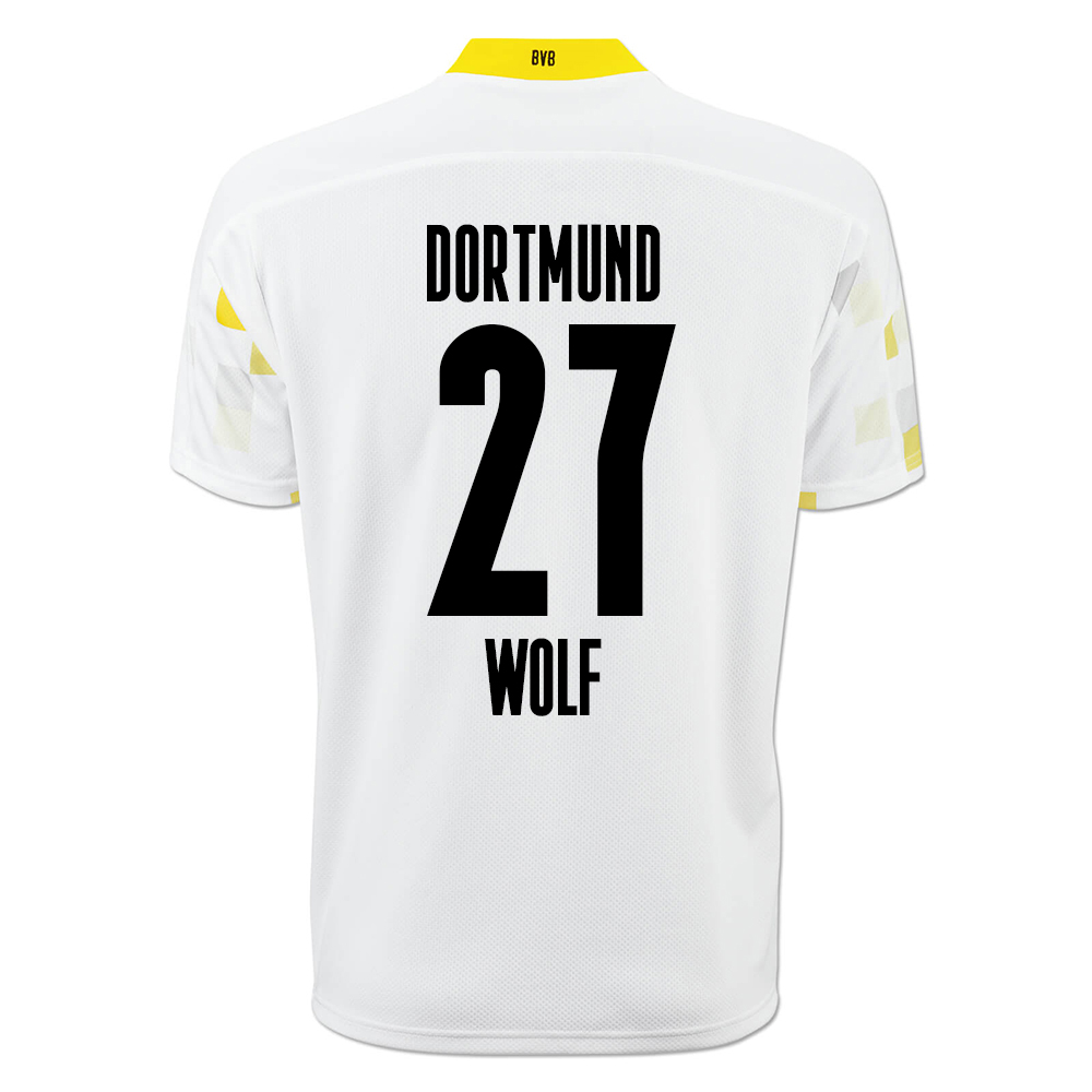 Kinder Fußball Marius Wolf #27 Ausweichtrikot Weiß Gelb Trikot 2020/21 Hemd