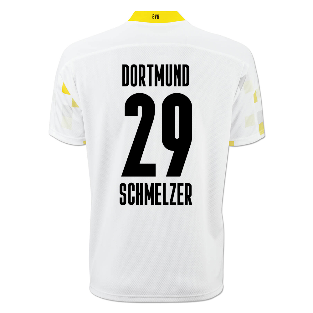 Kinder Fußball Marcel Schmelzer #29 Ausweichtrikot Weiß Gelb Trikot 2020/21 Hemd