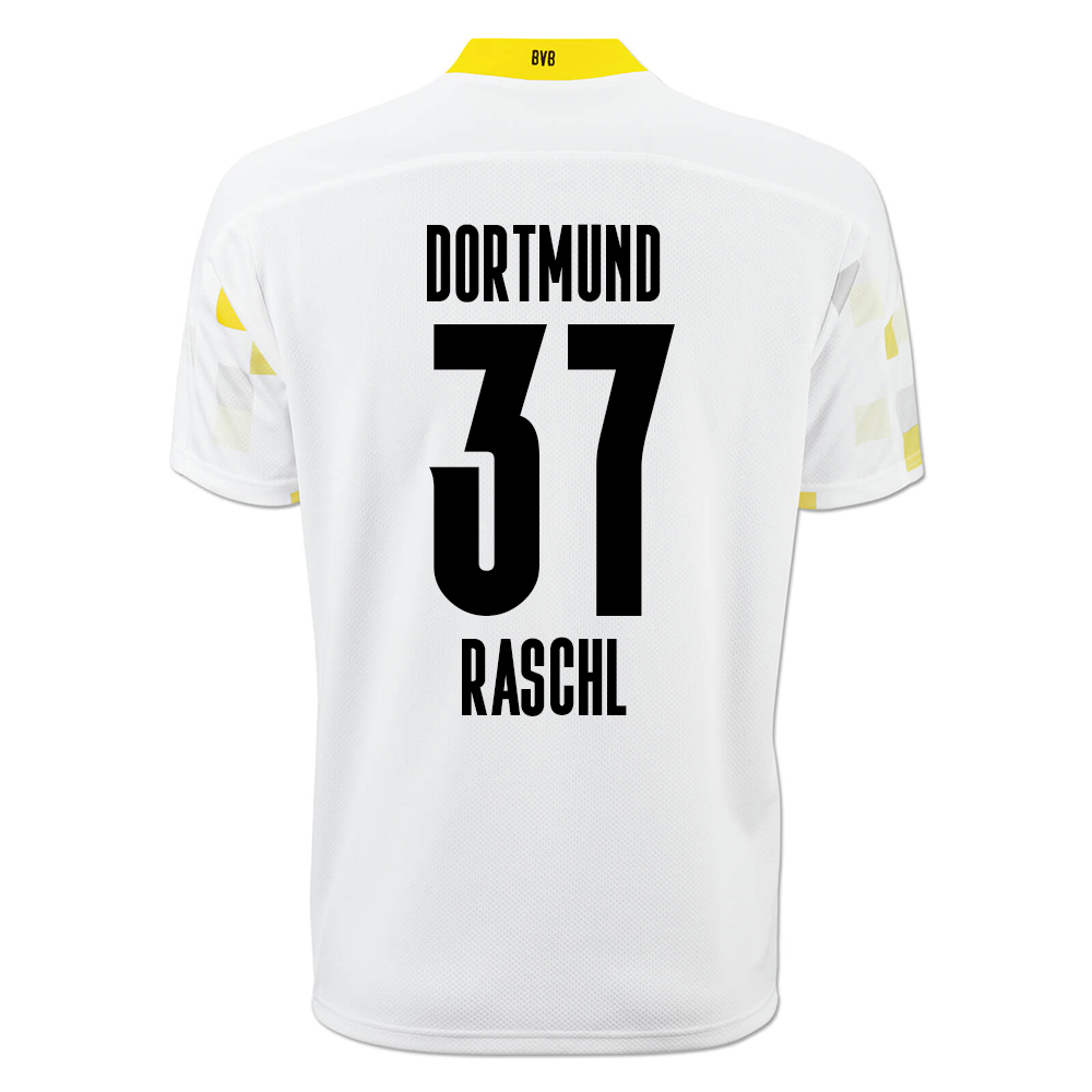 Kinder Fußball Tobias Raschl #37 Ausweichtrikot Weiß Gelb Trikot 2020/21 Hemd