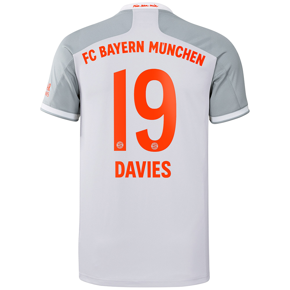 Kinder Fußball Alphonso Davies #19 Auswärtstrikot Grau Trikot 2020/21 Hemd