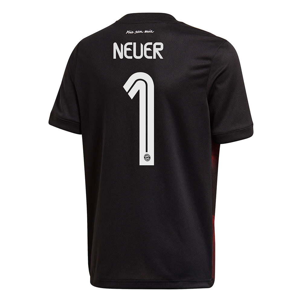 Kinder Fußball Manuel Neuer #1 Ausweichtrikot Schwarz Trikot 2020/21 Hemd