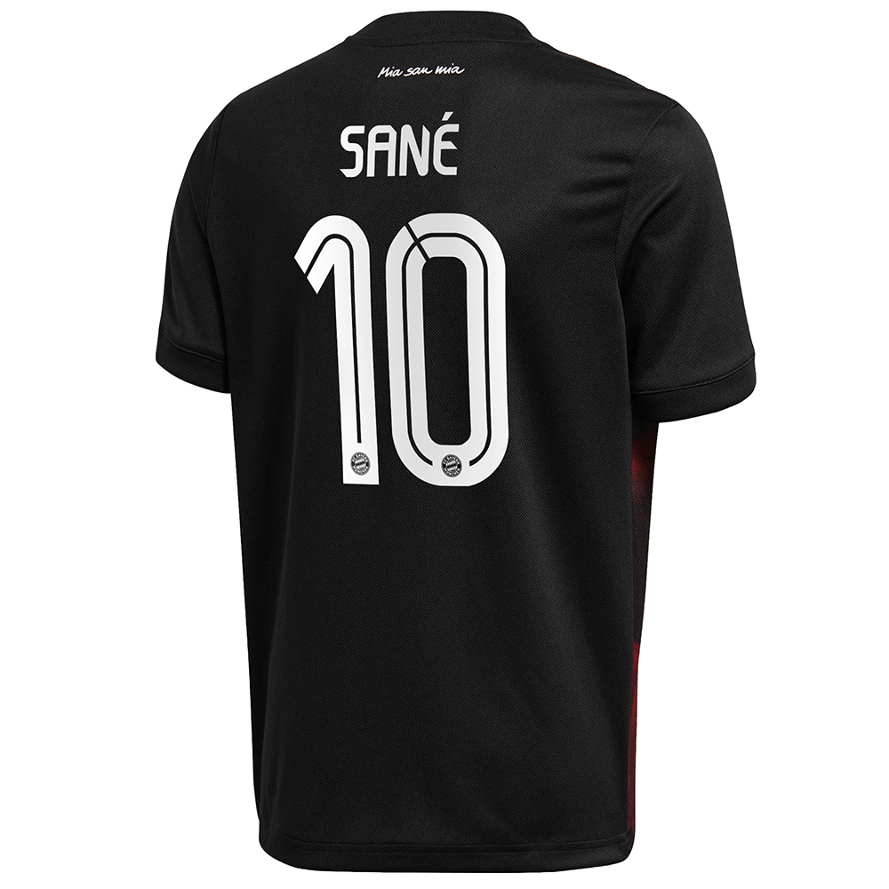 Kinder Fußball Leroy Sane #10 Ausweichtrikot Schwarz Trikot 2020/21 Hemd