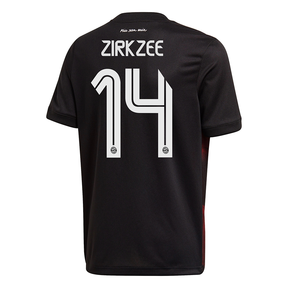 Kinder Fußball Joshua Zirkzee #14 Ausweichtrikot Schwarz Trikot 2020/21 Hemd