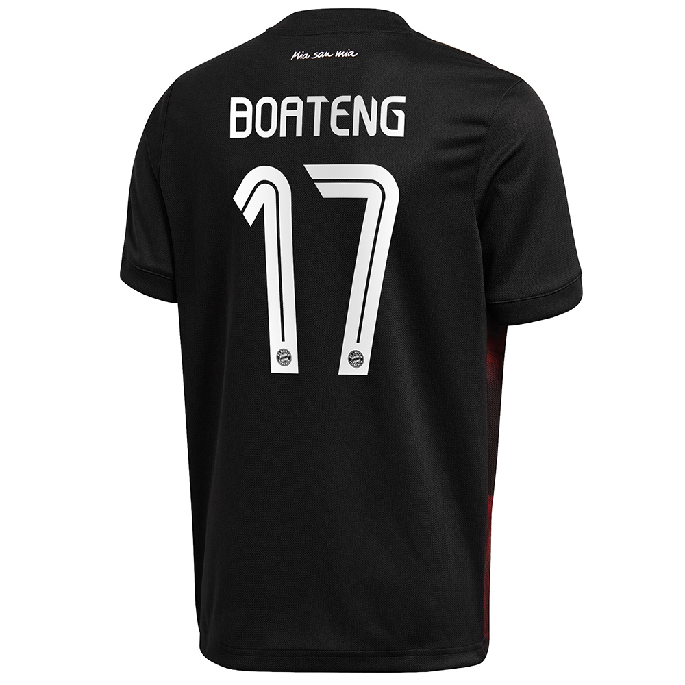 Kinder Fußball Jerôme Boateng #17 Ausweichtrikot Schwarz Trikot 2020/21 Hemd