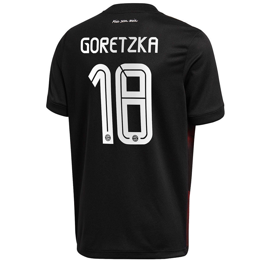 Kinder Fußball Leon Goretzka #18 Ausweichtrikot Schwarz Trikot 2020/21 Hemd