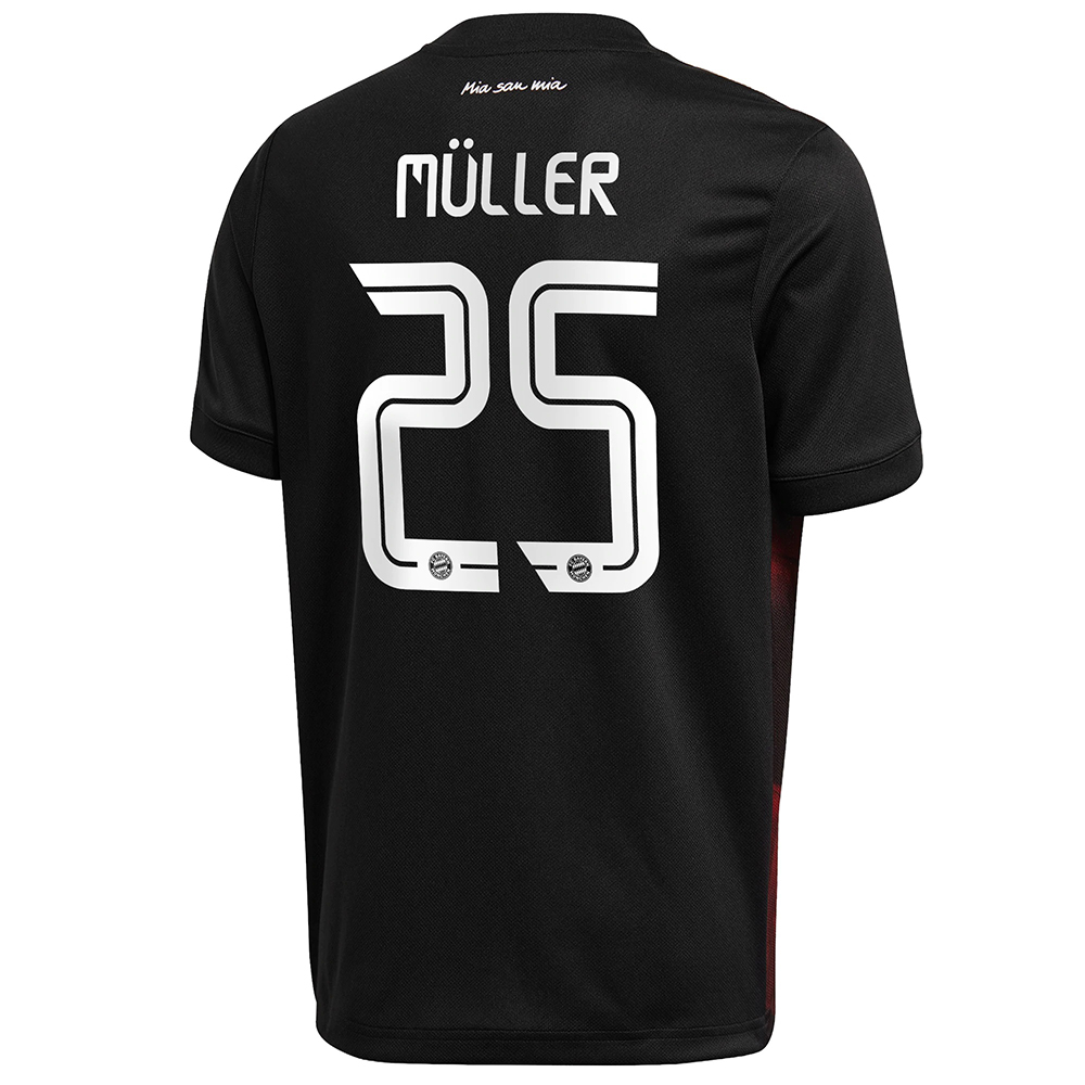 Kinder Fußball Thomas Muller #25 Ausweichtrikot Schwarz Trikot 2020/21 Hemd