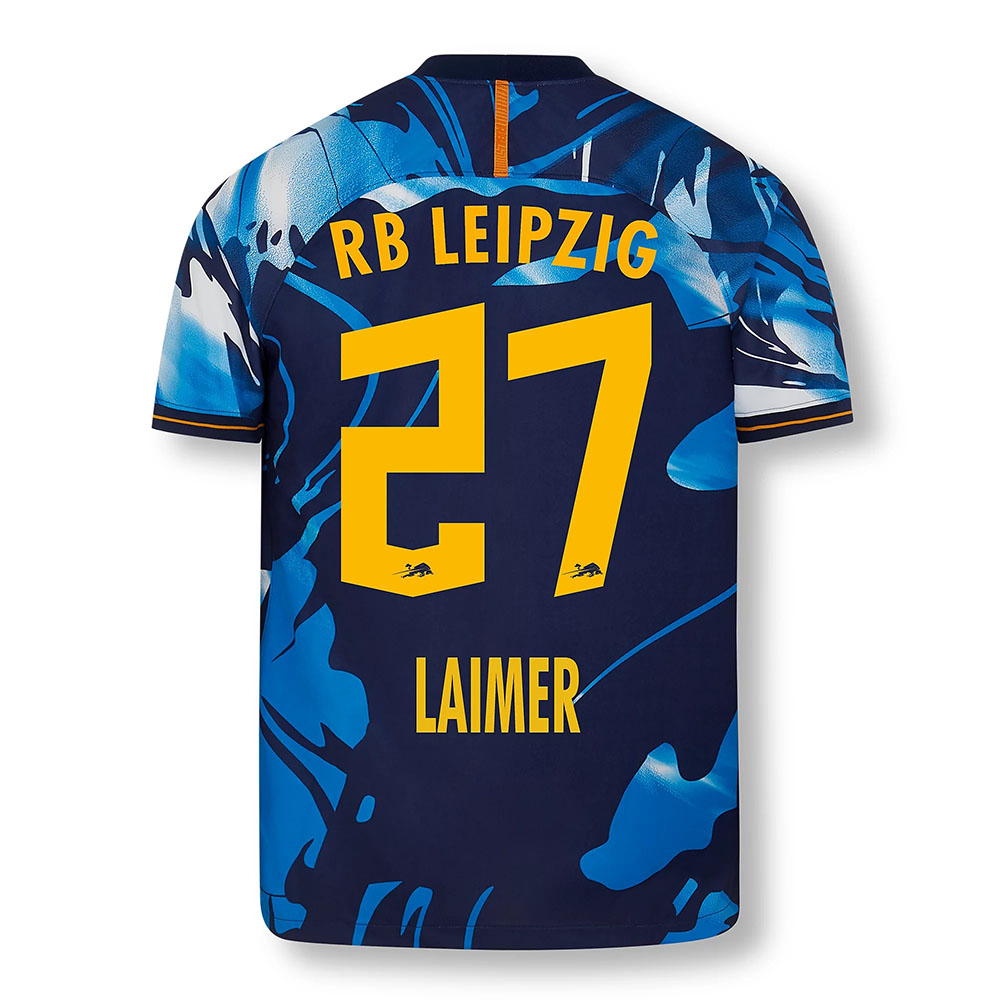 Kinder Fußball Konrad Laimer #27 UEFA Weiß Blau Trikot 2020/21 Hemd