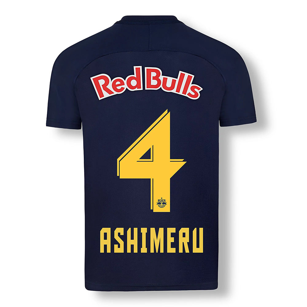 Kinder Fußball Majeed Ashimeru #4 Ausweichtrikot Dunkelblau Gelb Trikot 2020/21 Hemd