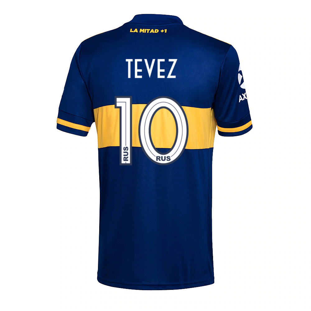 Kinder Fußball Carlos Tevez #10 Heimtrikot Königsblau Trikot 2020/21 Hemd