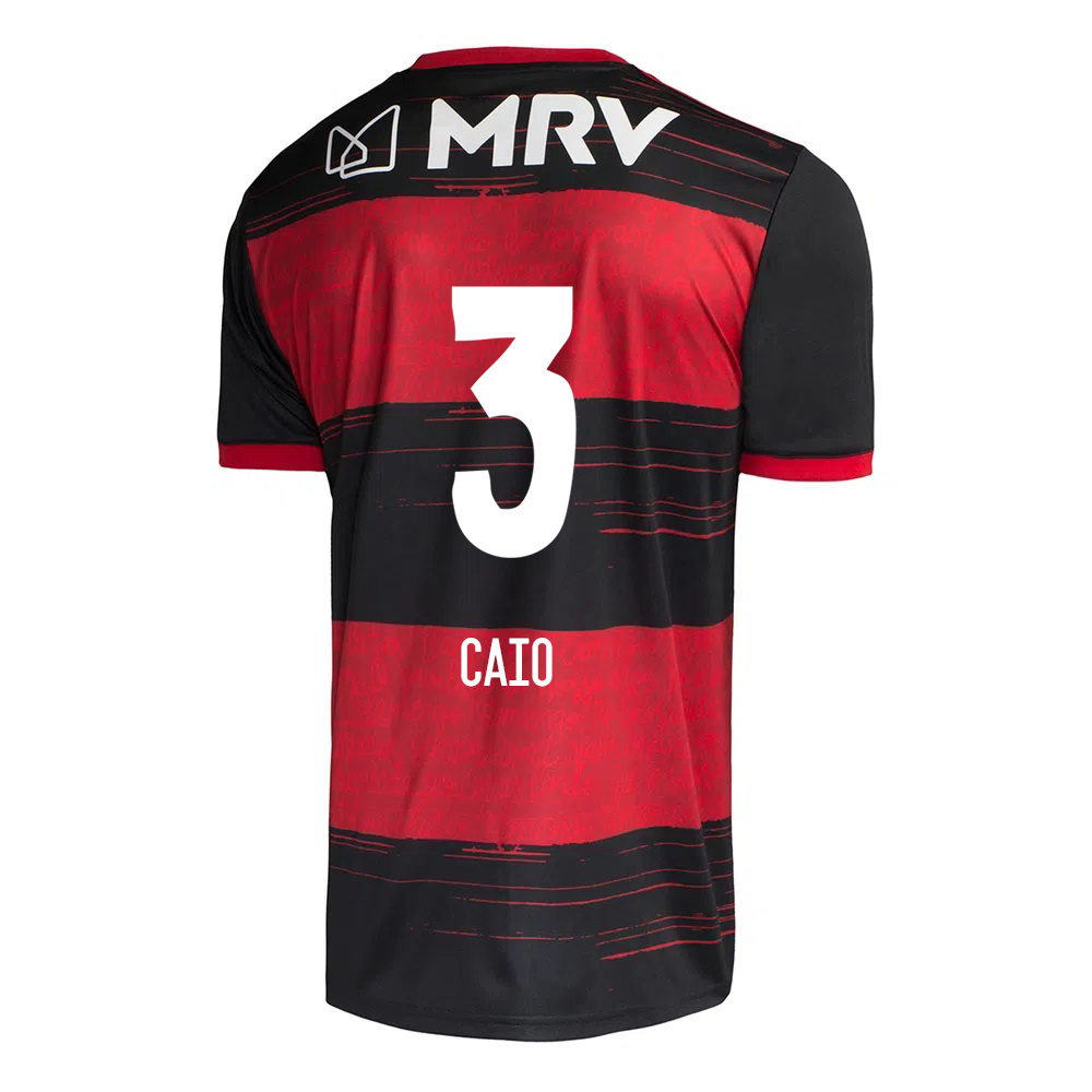 Kinder Fußball Rodrigo Caio #3 Heimtrikot Rot Schwarz Trikot 2020/21 Hemd