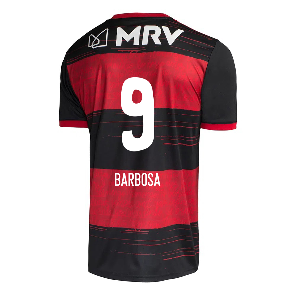 Kinder Fußball Gabriel Barbosa #9 Heimtrikot Rot Schwarz Trikot 2020/21 Hemd