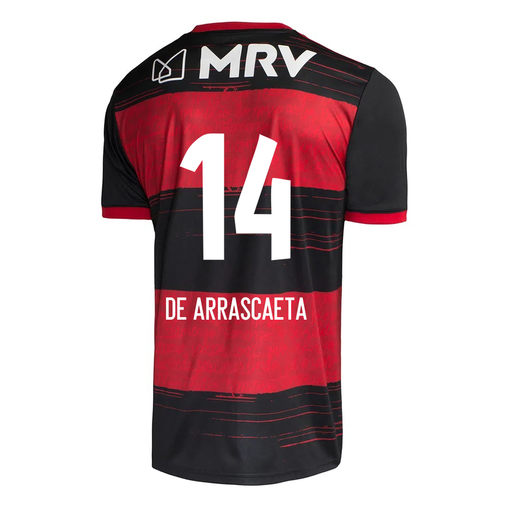 Kinder Fußball Giorgian De Arrascaeta #14 Heimtrikot Rot Schwarz Trikot 2020/21 Hemd