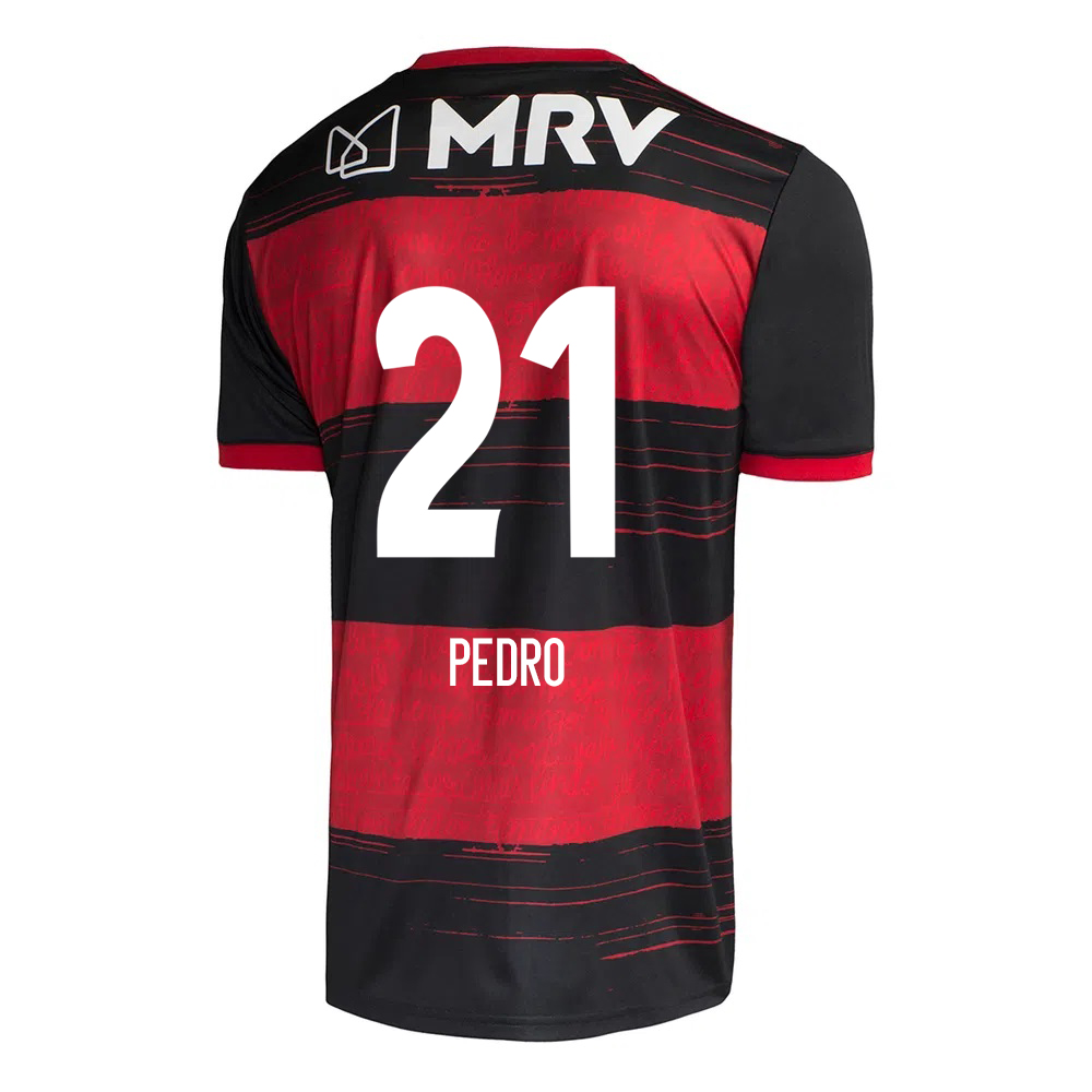 Kinder Fußball Pedro #21 Heimtrikot Rot Schwarz Trikot 2020/21 Hemd