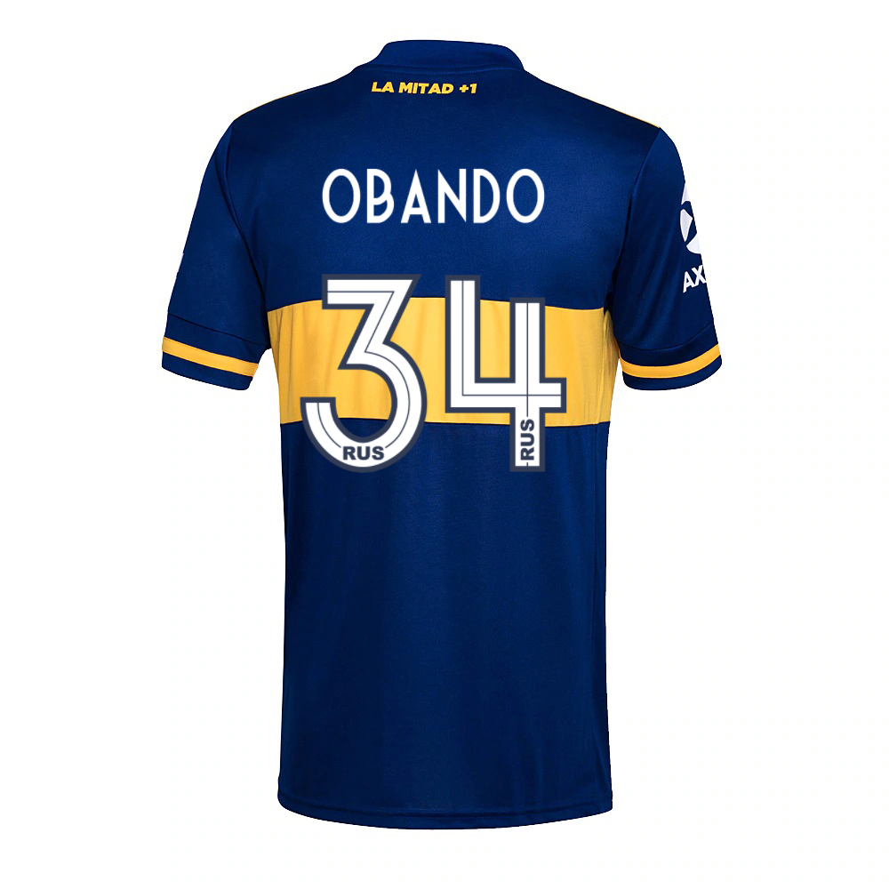 Kinder Fußball Agustin Obando #34 Heimtrikot Königsblau Trikot 2020/21 Hemd