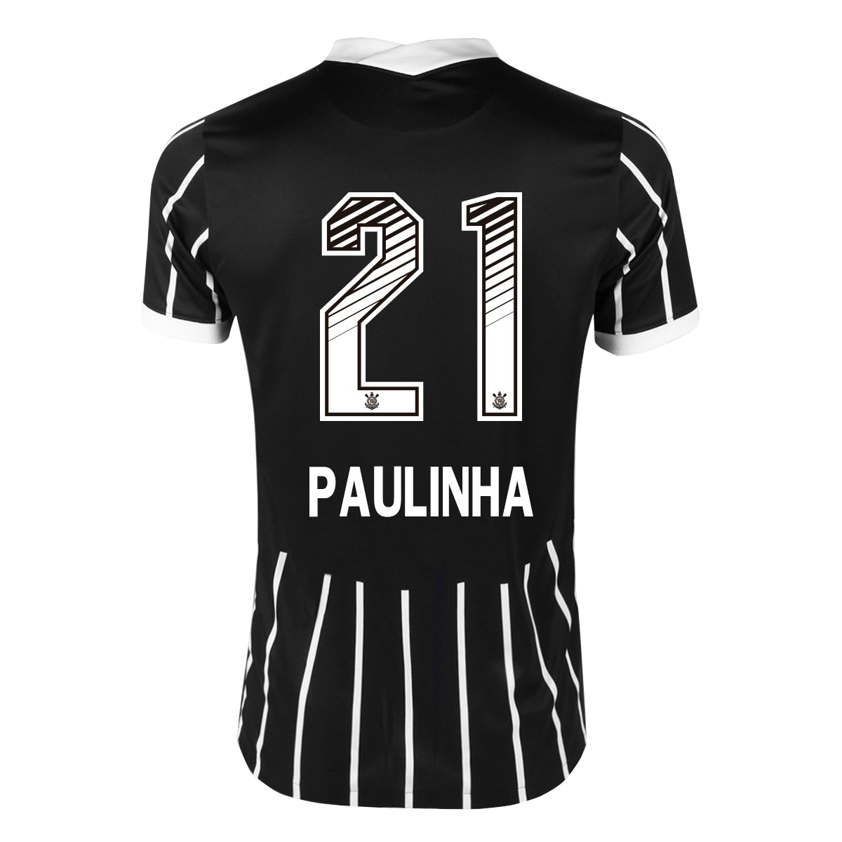 Kinder Fußball Paulinha #21 Auswärtstrikot Schwarz Trikot 2020/21 Hemd