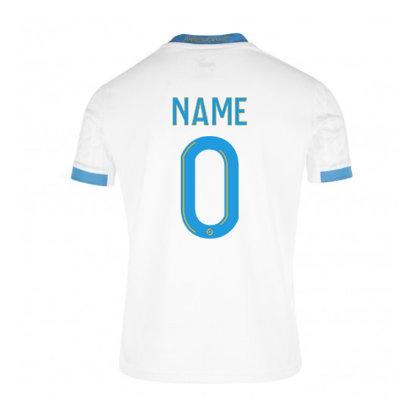 Kinder Fußball Dein Name #0 Heimtrikot Weiß Blau Trikot 2020/21 Hemd