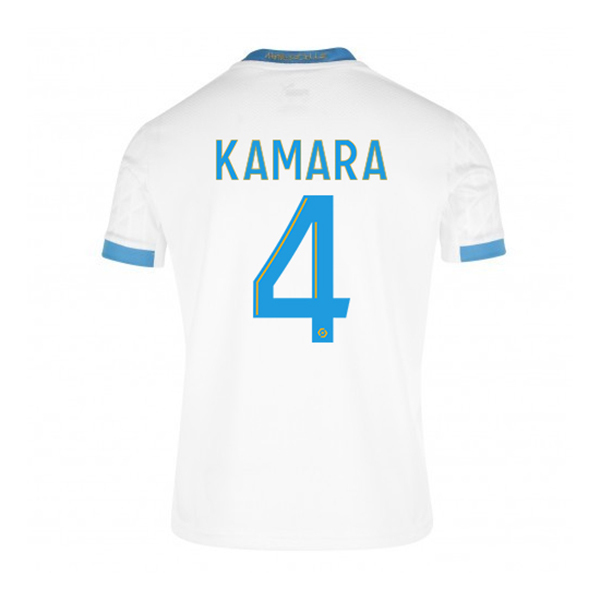 Kinder Fußball Boubacar Kamara #4 Heimtrikot Weiß Blau Trikot 2020/21 Hemd