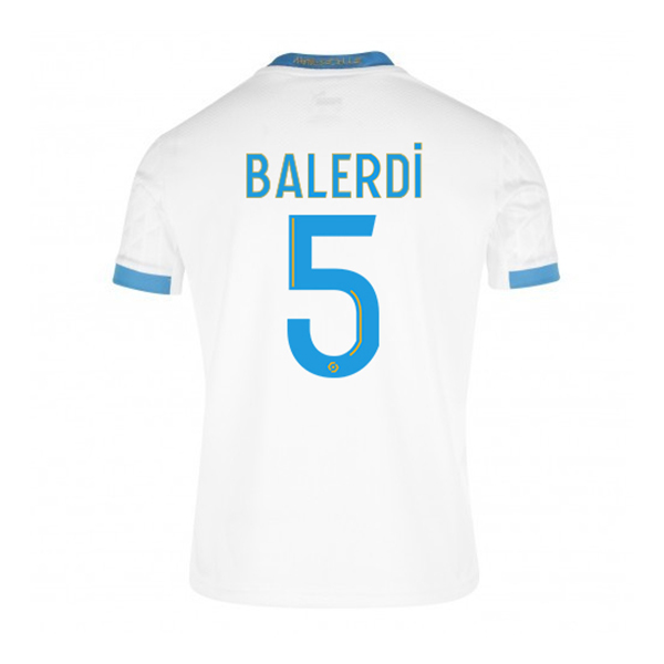 Kinder Fußball Leonardo Balerdi #5 Heimtrikot Weiß Blau Trikot 2020/21 Hemd
