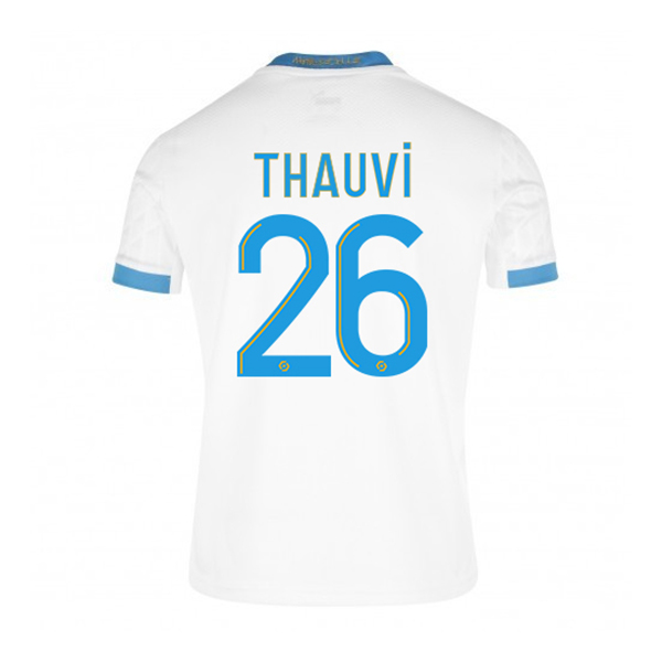 Kinder Fußball Florian Thauvin #26 Heimtrikot Weiß Blau Trikot 2020/21 Hemd