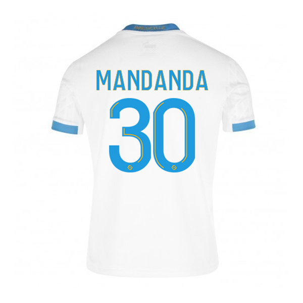 Kinder Fußball Steve Mandanda #30 Heimtrikot Weiß Blau Trikot 2020/21 Hemd