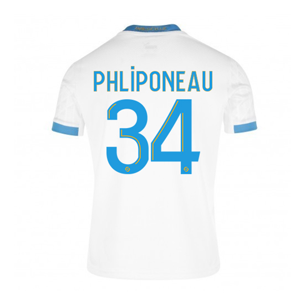 Kinder Fußball Alexandre Phliponeau #34 Heimtrikot Weiß Blau Trikot 2020/21 Hemd