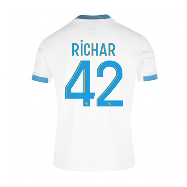 Kinder Fußball Richecard Richard #42 Heimtrikot Weiß Blau Trikot 2020/21 Hemd