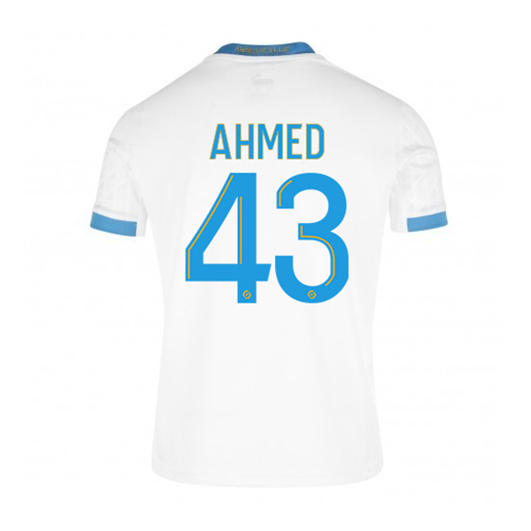 Kinder Fußball Nassim Ahmed #43 Heimtrikot Weiß Blau Trikot 2020/21 Hemd