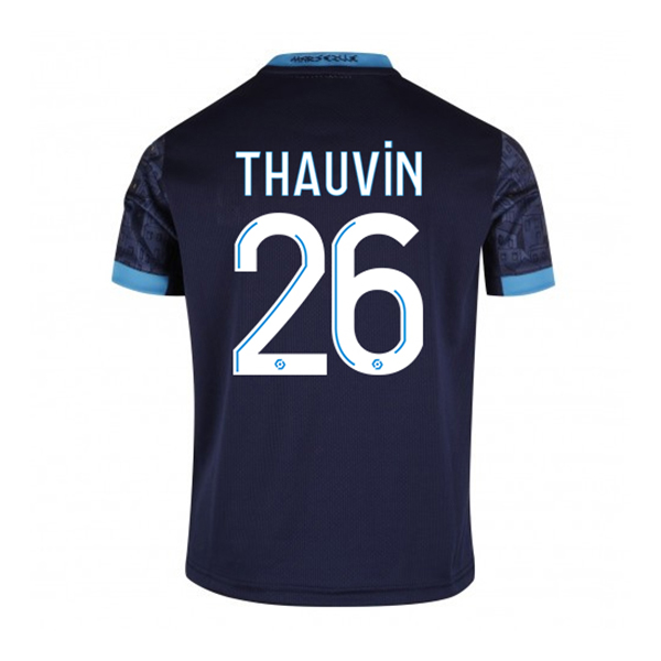 Kinder Fußball Florian Thauvin #26 Auswärtstrikot Dunkelheit Trikot 2020/21 Hemd
