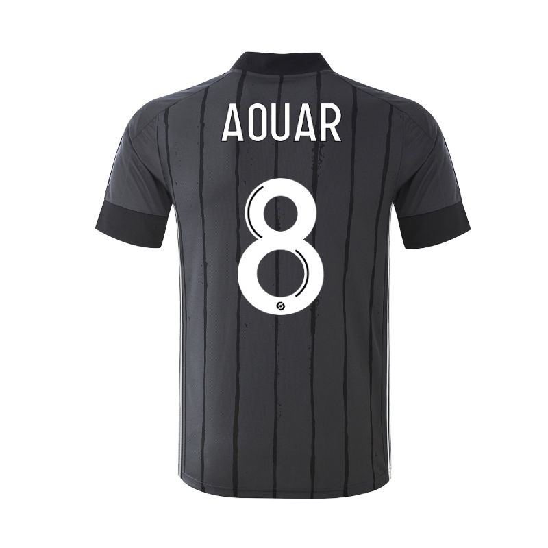 Kinder Fußball Houssem Aouar #8 Auswärtstrikot Grau Trikot 2020/21 Hemd