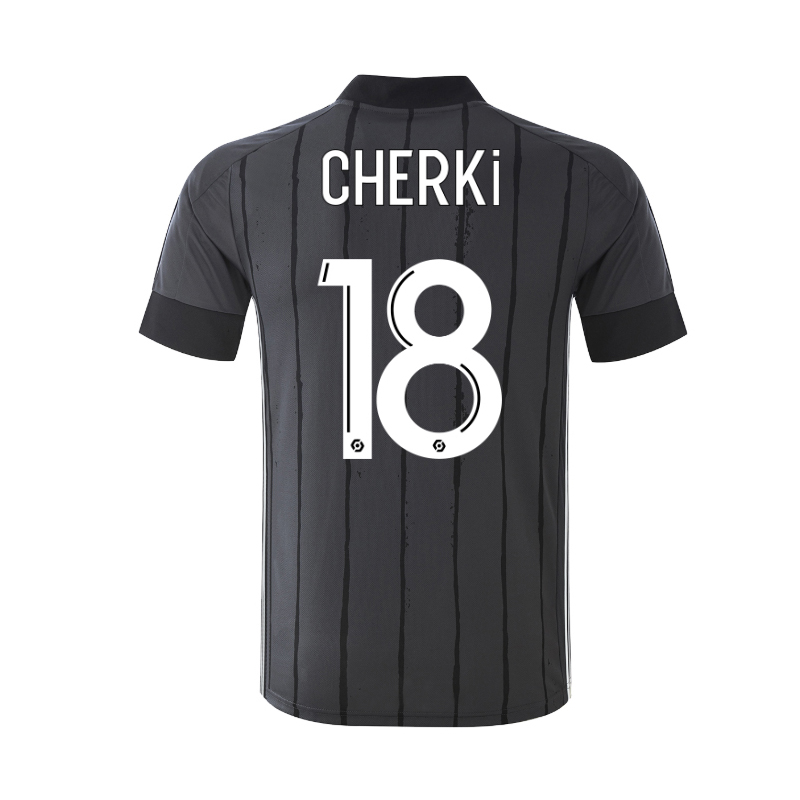 Kinder Fußball Rayan Cherki #18 Auswärtstrikot Grau Trikot 2020/21 Hemd
