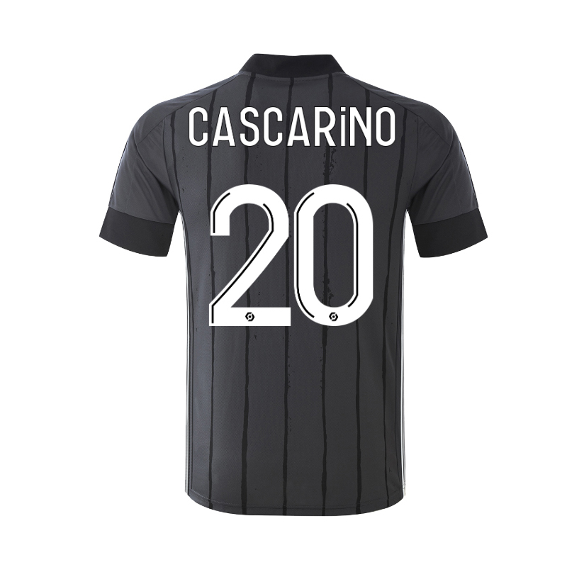 Kinder Fußball Delphine Cascarino #20 Auswärtstrikot Grau Trikot 2020/21 Hemd