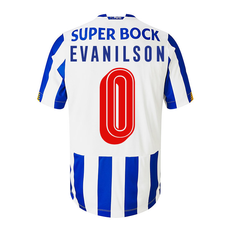 Kinder Fußball Evanilson #0 Heimtrikot Weiß Blau Trikot 2020/21 Hemd