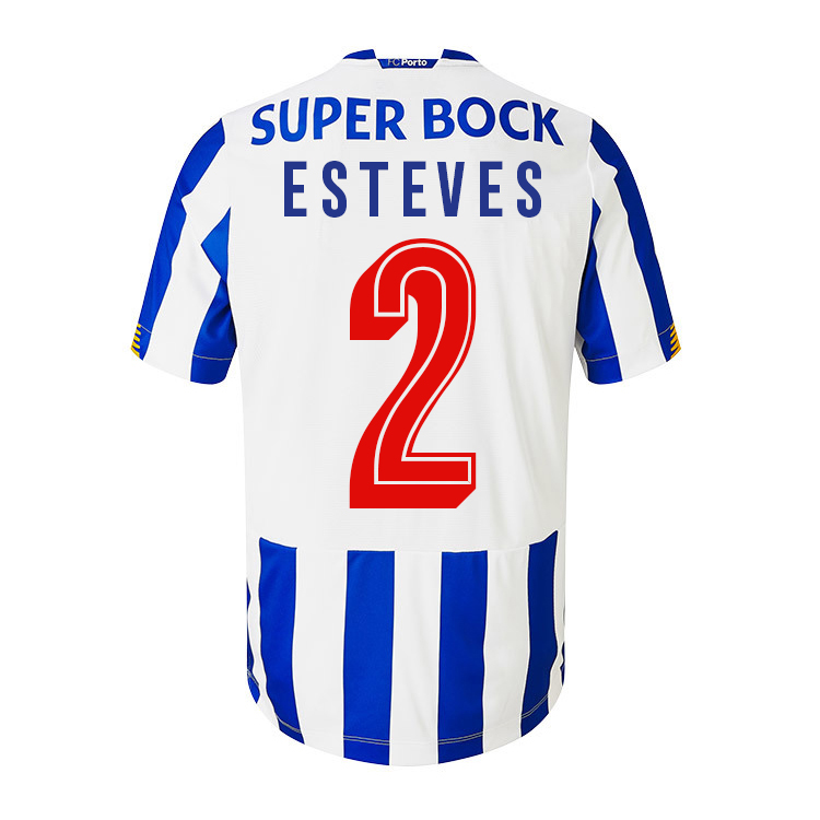 Kinder Fußball Tomas Esteves #2 Heimtrikot Weiß Blau Trikot 2020/21 Hemd