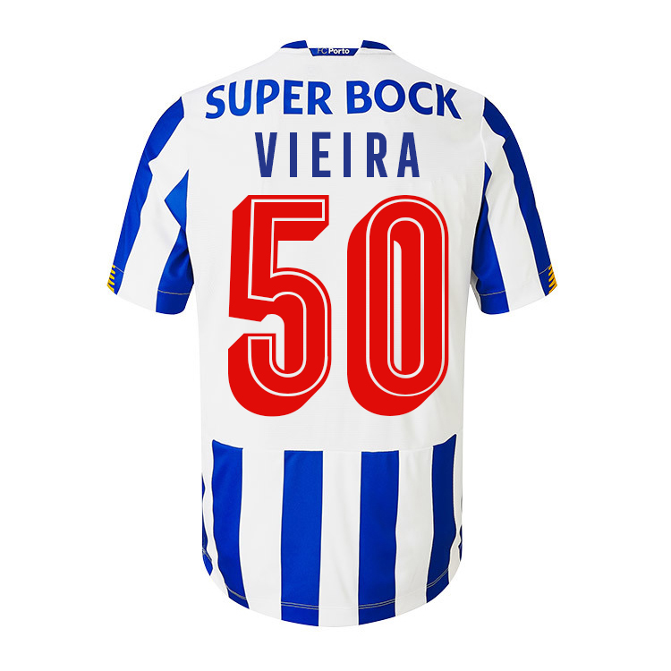 Kinder Fußball Fabio Vieira #50 Heimtrikot Weiß Blau Trikot 2020/21 Hemd