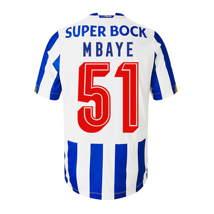 Kinder Fußball Mouhamed Mbaye #51 Heimtrikot Weiß Blau Trikot 2020/21 Hemd