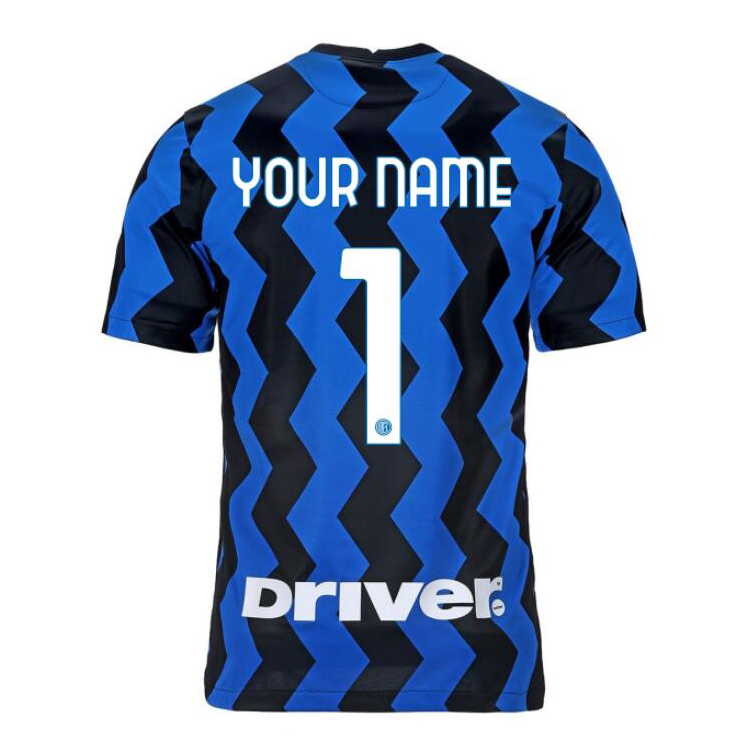 Kinder Fußball Dein Name #1 Heimtrikot Blau Schwarz Trikot 2020/21 Hemd
