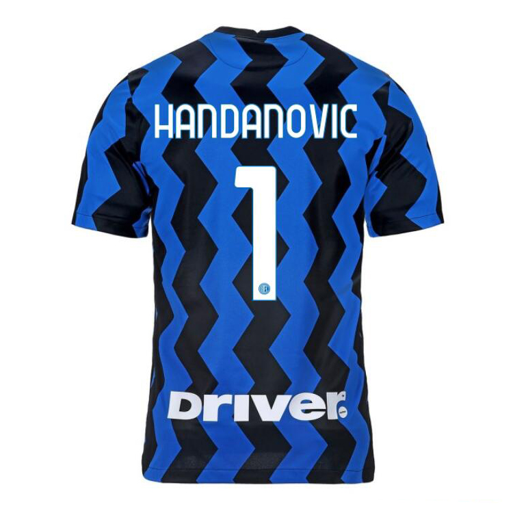 Kinder Fußball Samir Handanovic #1 Heimtrikot Blau Schwarz Trikot 2020/21 Hemd